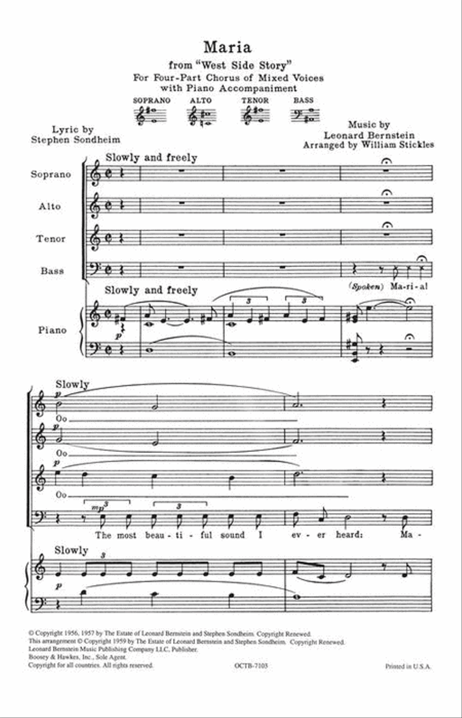 Maria (from West Side Story) 4-Part scores gallery preview page 3