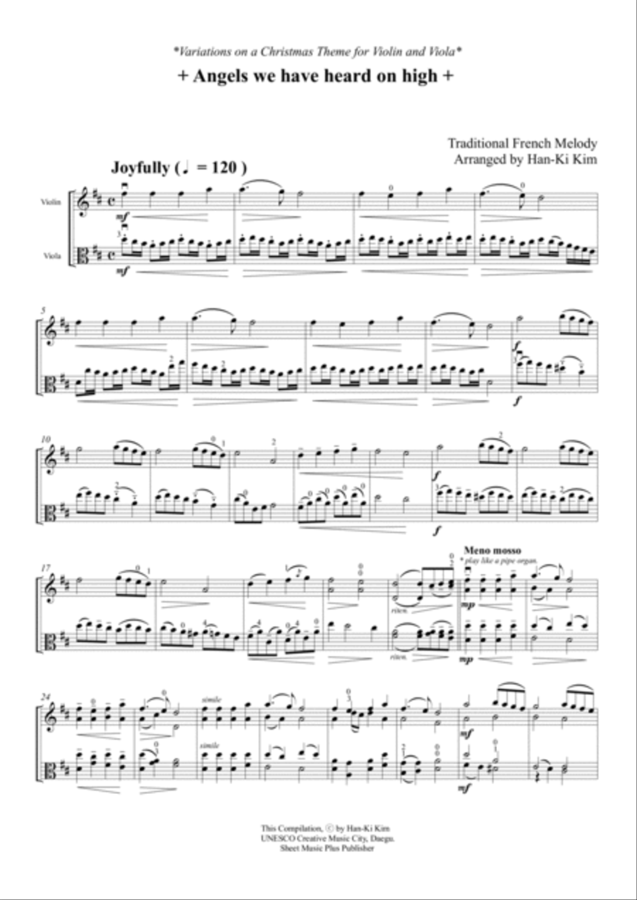 Angels we have heard on high (For Violin and Viola) String Duet scores gallery preview page 2