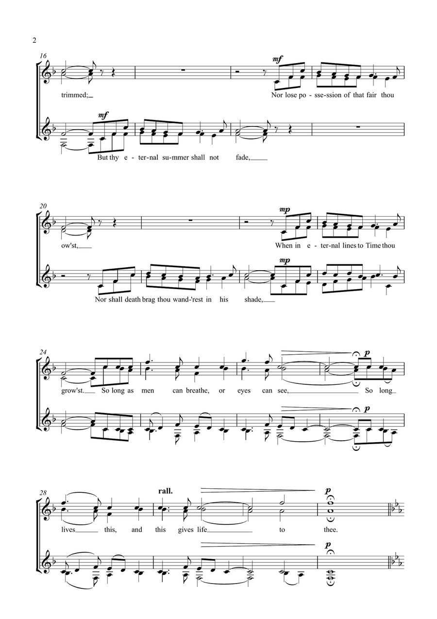 Three Shakespeare Sonnets (SSAA choir) SSAA scores gallery preview page 2