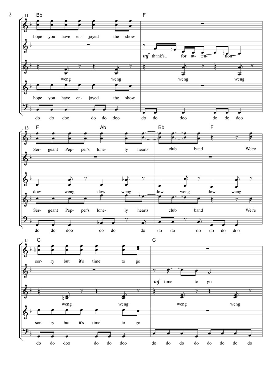 Sgt. Pepper's Lonely Hearts Club Band (Reprise) 4-Part scores gallery preview page 2