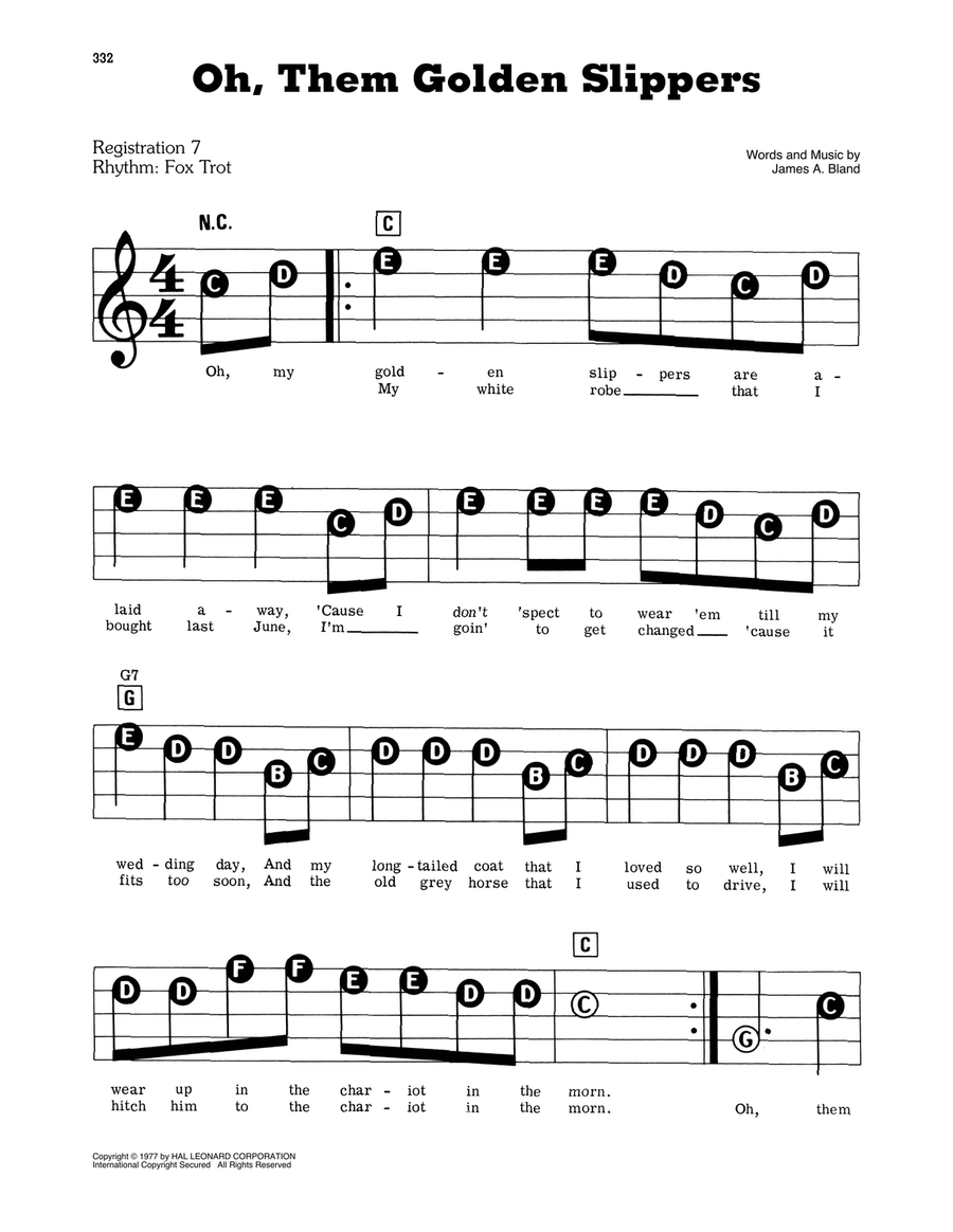 Oh, Them Golden Slippers Electronic Keyboard scores gallery preview page 1