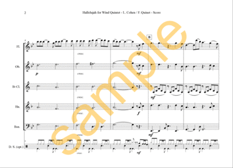 Hallelujah Hallelujah Woodwind Quintet scores gallery preview page 3