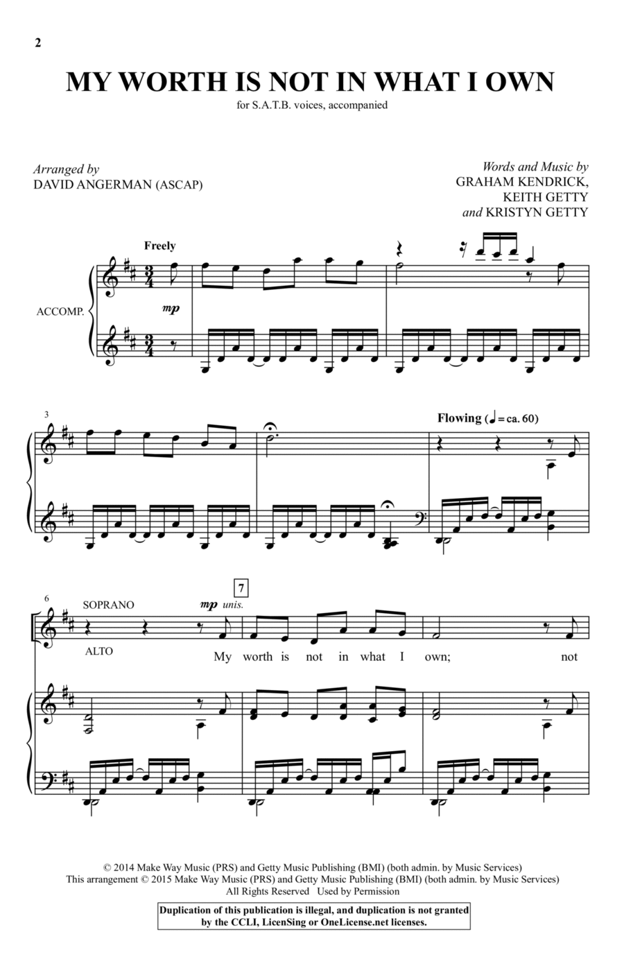 My Worth Is Not In What I Own 4-Part scores gallery preview page 1