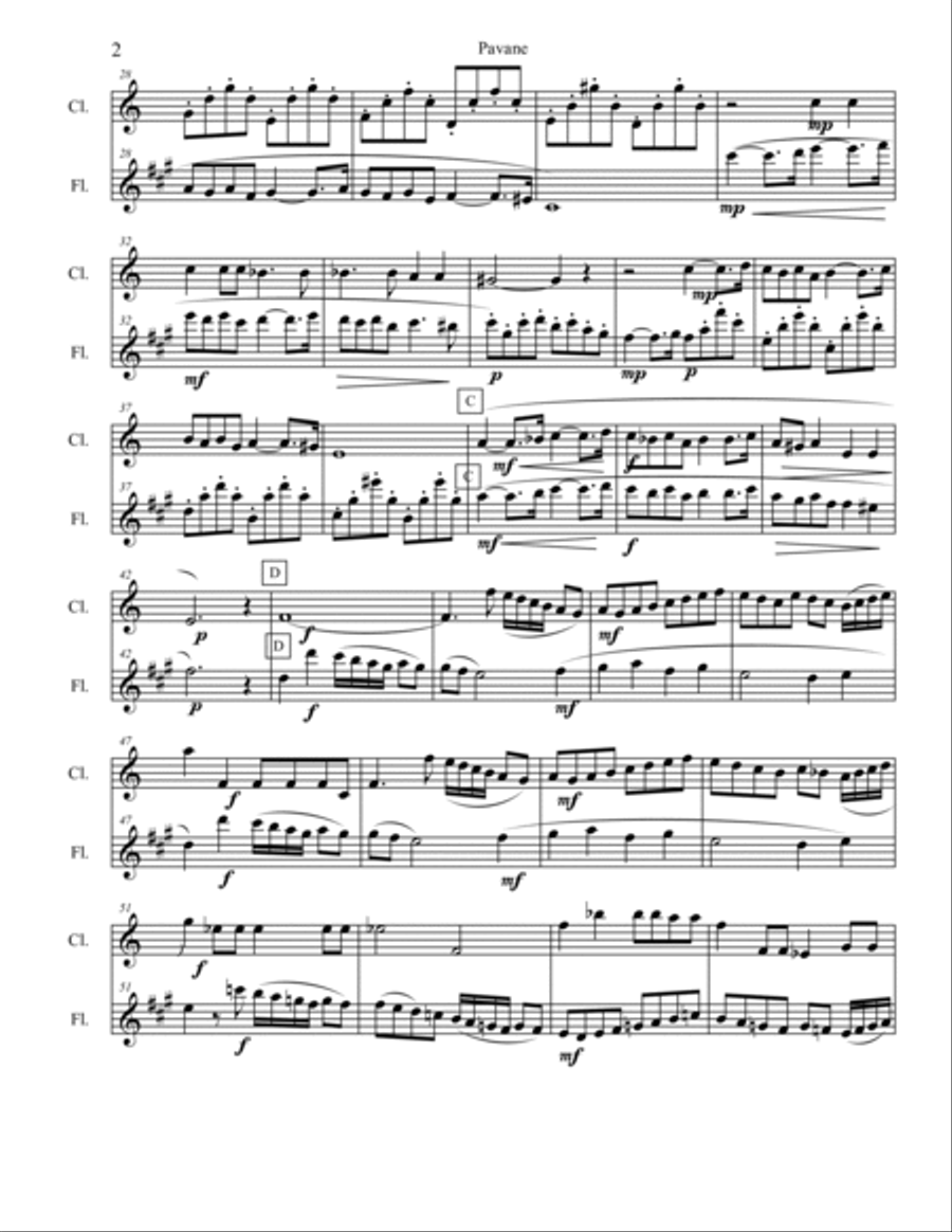 Pavane for Flute and A Clarinet Woodwind Duet scores gallery preview page 3