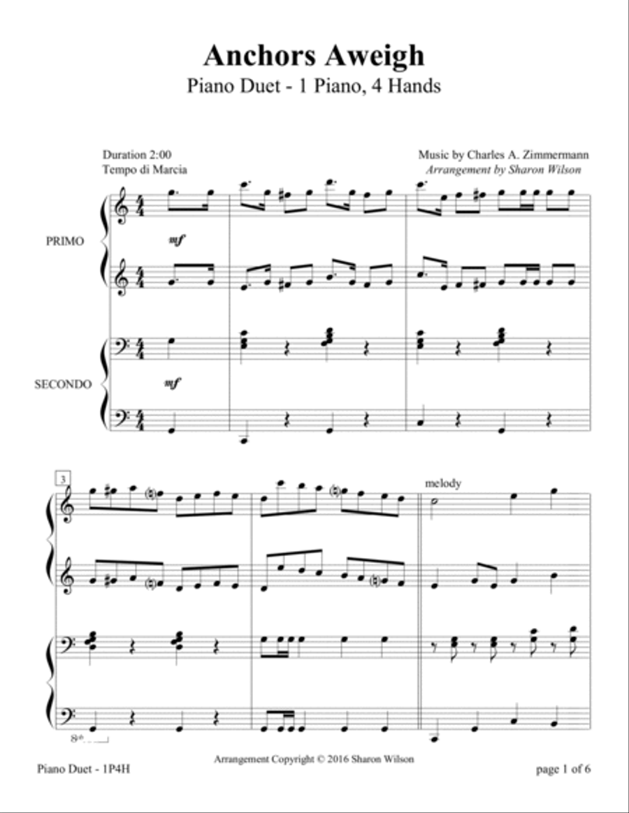 Patriotic Tributes (A Collection of Five Piano Duets for 1 Piano, 4 Hands) 1 Piano, 4-Hands scores gallery preview page 5