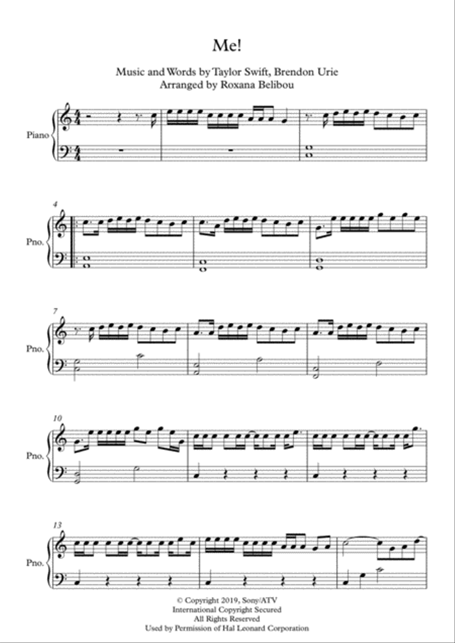 Me! Me! Easy Piano scores gallery preview page 1