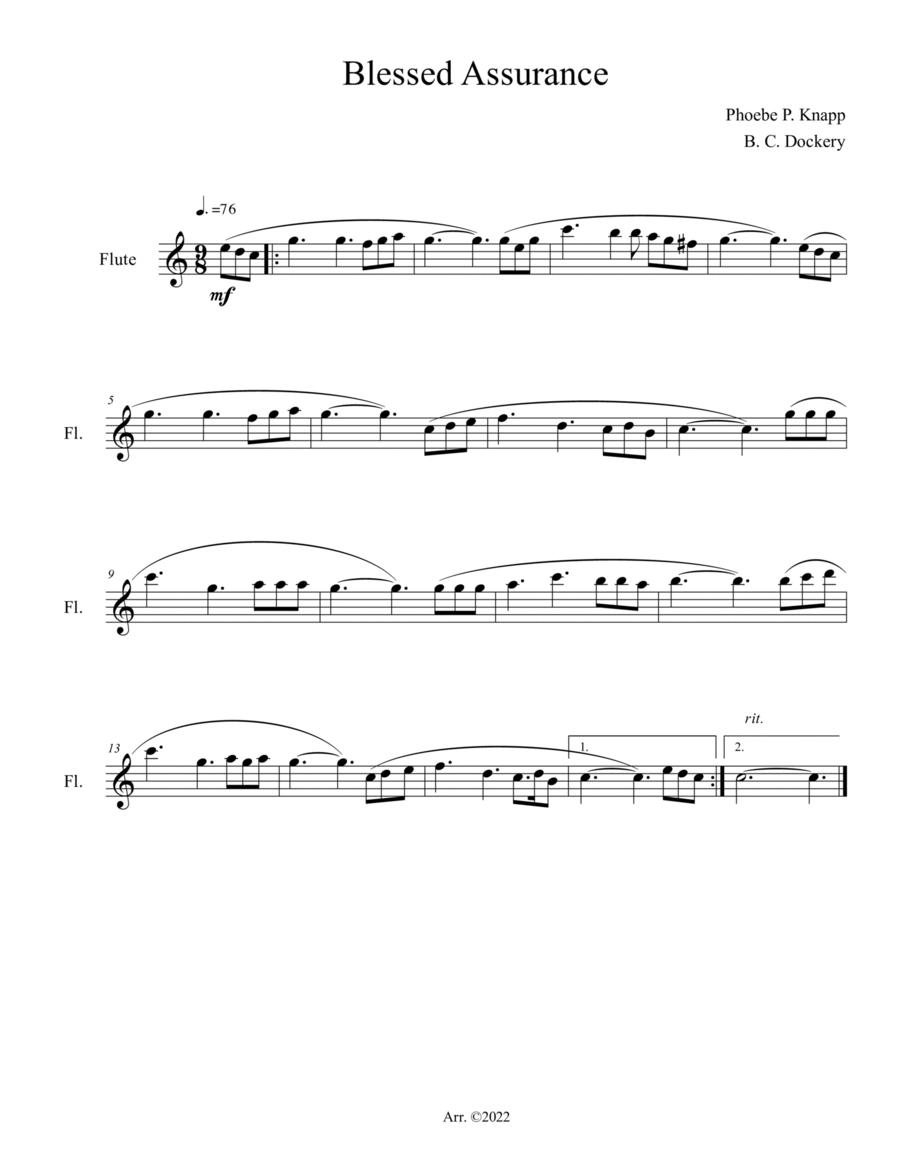 Blessed Assurance (Flute Solo) Flute Solo scores gallery preview page 1