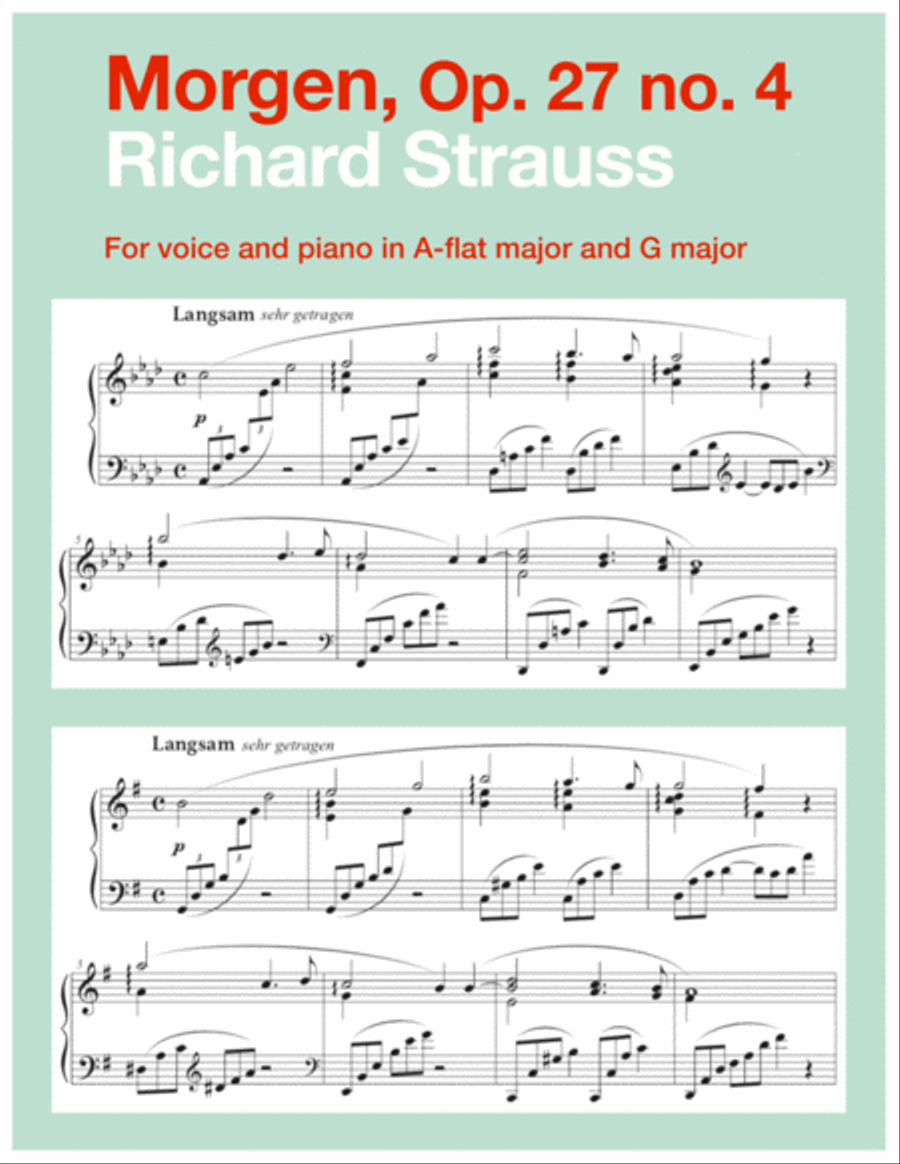 Morgen, Op. 27 no. 4 (in 2 high keys: A-flat, G major) Voice scores gallery preview page 1