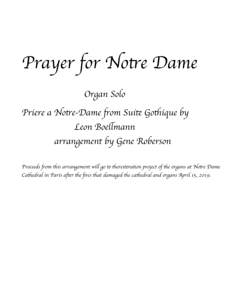 Prayer for Notre Dame Organ Solo