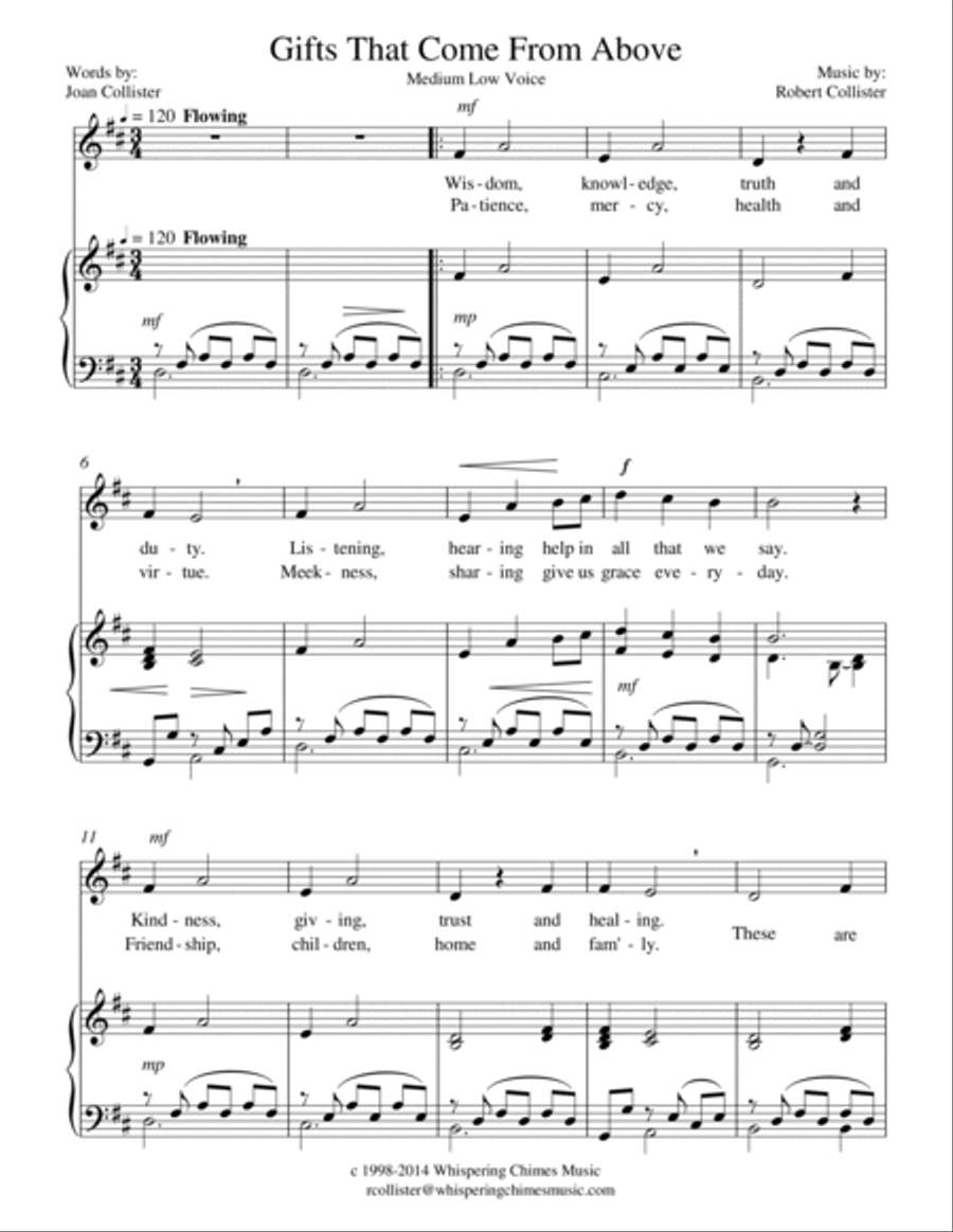 Gifts That Come from Above (medium low voice) Low Voice scores gallery preview page 2