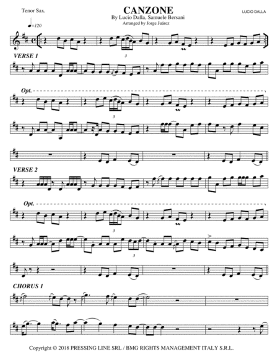 Canzone Tenor Saxophone scores gallery preview page 1