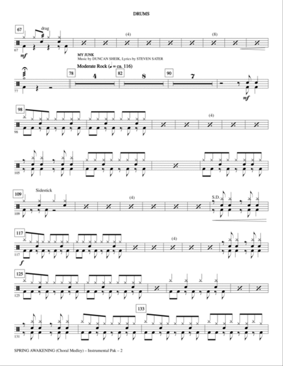 Spring Awakening (Choral Medley) - Drums Choir scores gallery preview page 2
