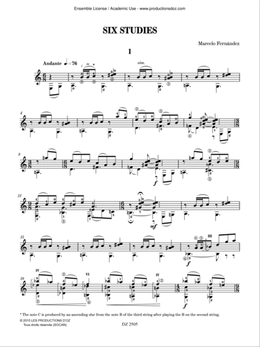 Six Studies Classical Guitar scores gallery preview page 3