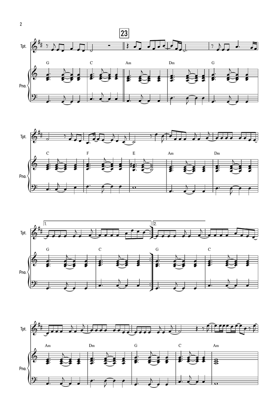 Flowers B-Flat Trumpet scores gallery preview page 2