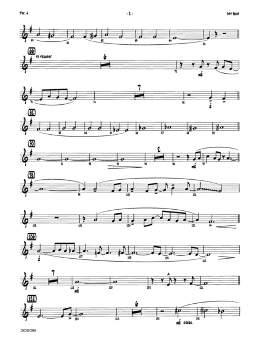 My Ship: 4th B-flat Trumpet Jazz Ensemble scores gallery preview page 2