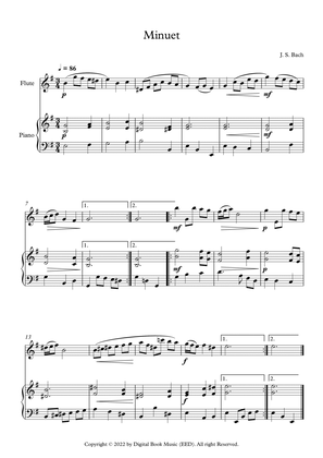 Book cover for Minuet (In D Minor) - Johann Sebastian Bach (Flute + Piano)