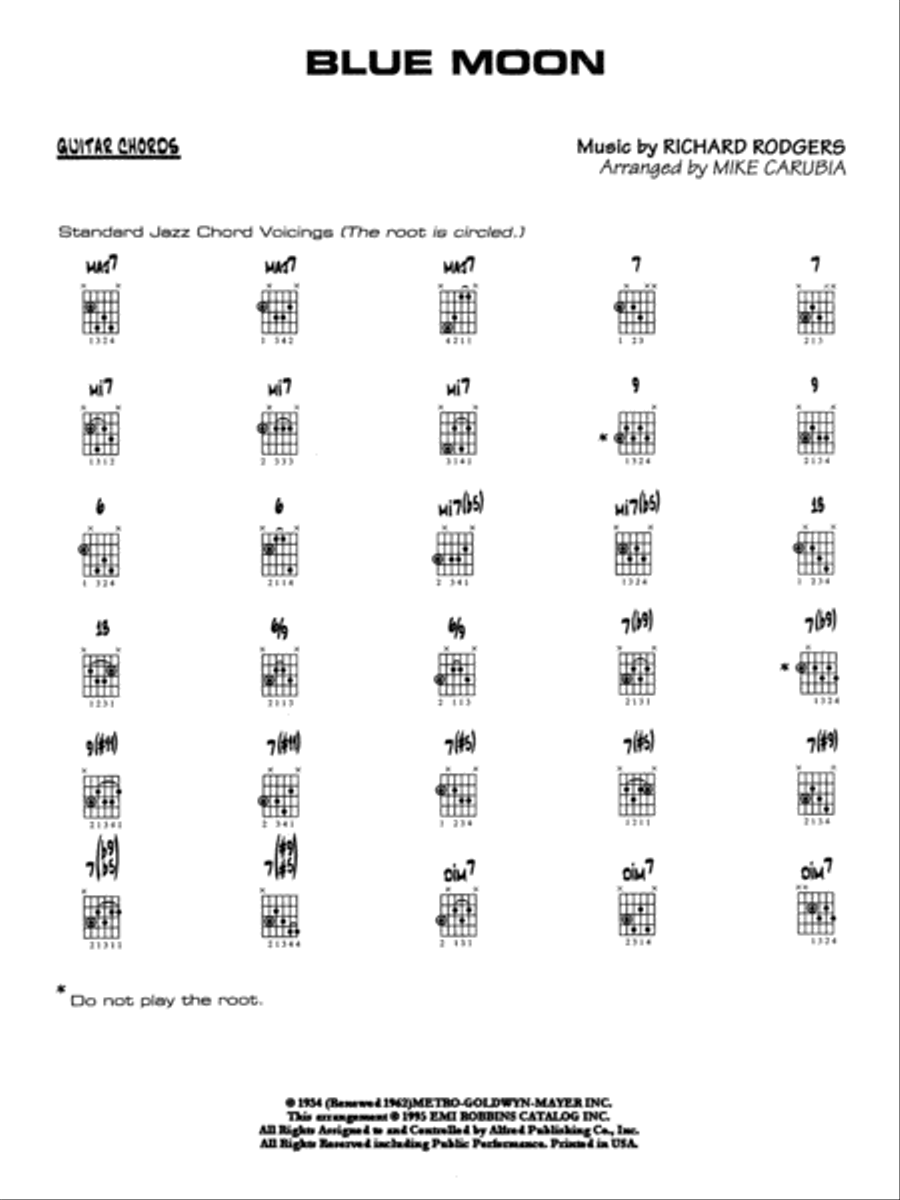 Blue Moon: Guitar Chords Blue Moon: Guitar Chords Jazz Ensemble scores gallery preview page 1