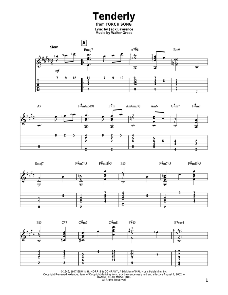 Tenderly Electric Guitar scores gallery preview page 1