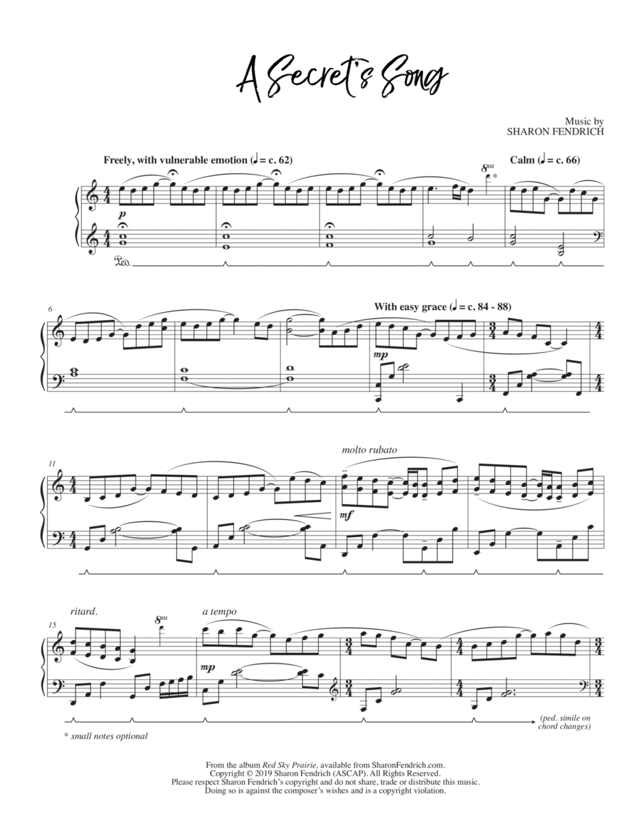 A Secret's Song Piano Solo scores gallery preview page 1
