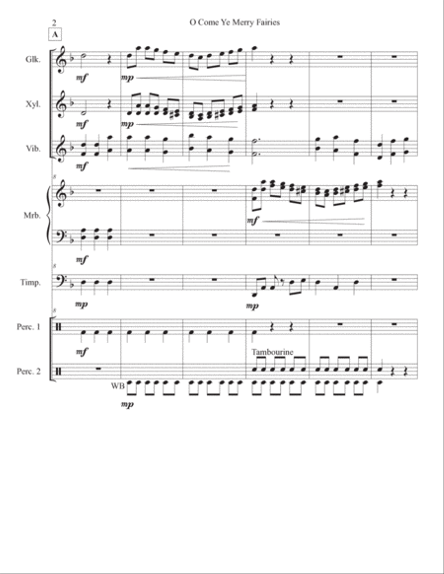 O Come Ye Merry Fairies Percussion Ensemble scores gallery preview page 2