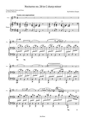 Book cover for Chopin Nocturne No.20 in C-sharp minor B.49 - For Violin and Piano Original