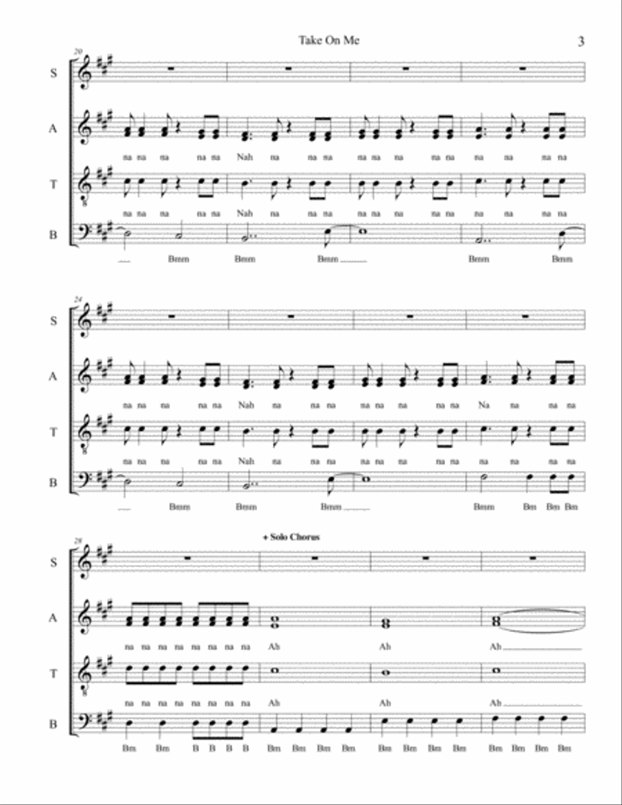 Take On Me 4-Part scores gallery preview page 3