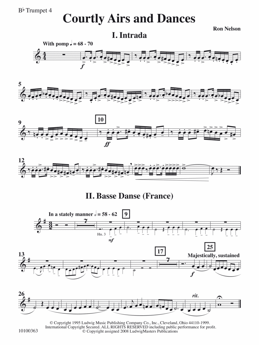 Courtly Airs and Dances - Trumpet 4 Concert Band scores gallery preview page 1