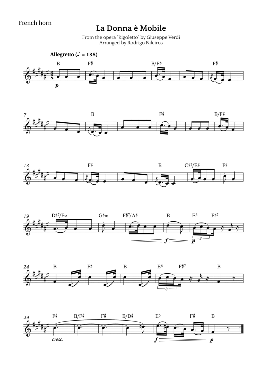 La Donna è Mobile Chamber Music scores gallery preview page 1