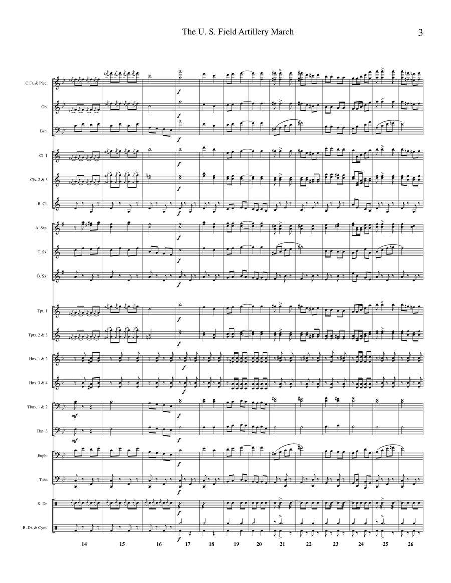 The United States Field Artillery March Concert Band scores gallery preview page 2