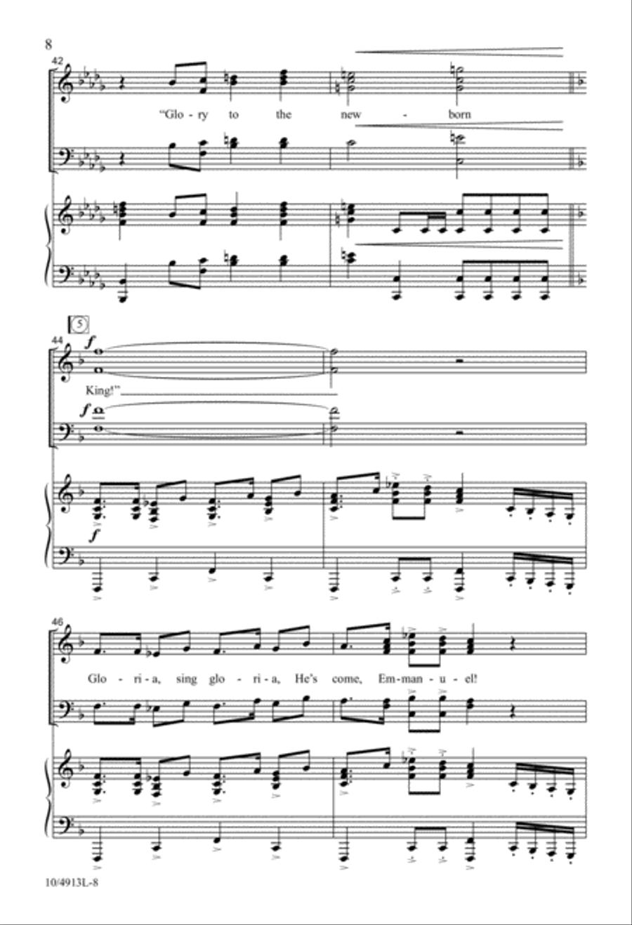 Gloria! He's Born, Emmanuel! 4-Part scores gallery preview page 8