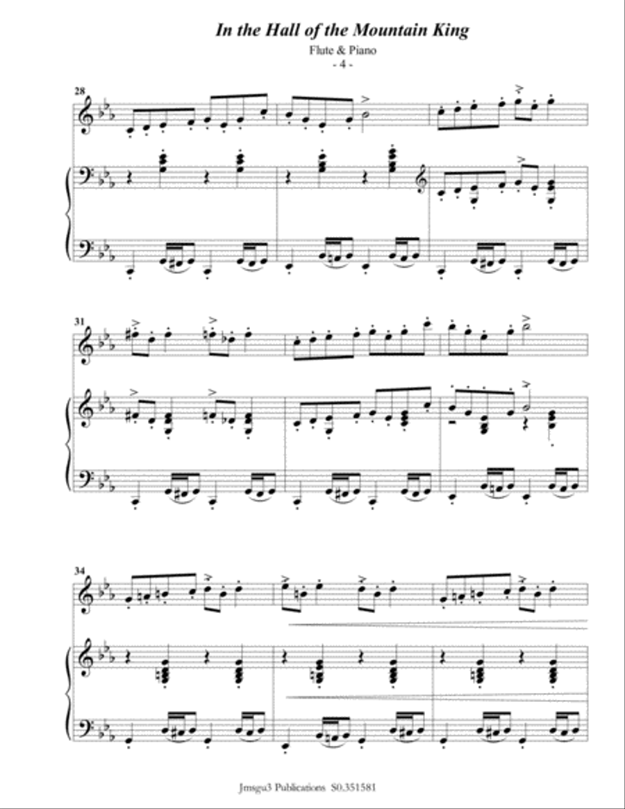Grieg: Hall of the Mountain King from Peer Gynt Suite for Flute & Piano Flute Solo scores gallery preview page 5