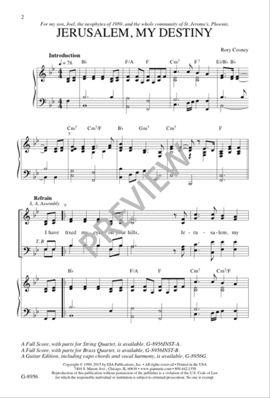 Jerusalem, My Destiny Jerusalem, My Destiny 4-Part scores gallery preview page 2