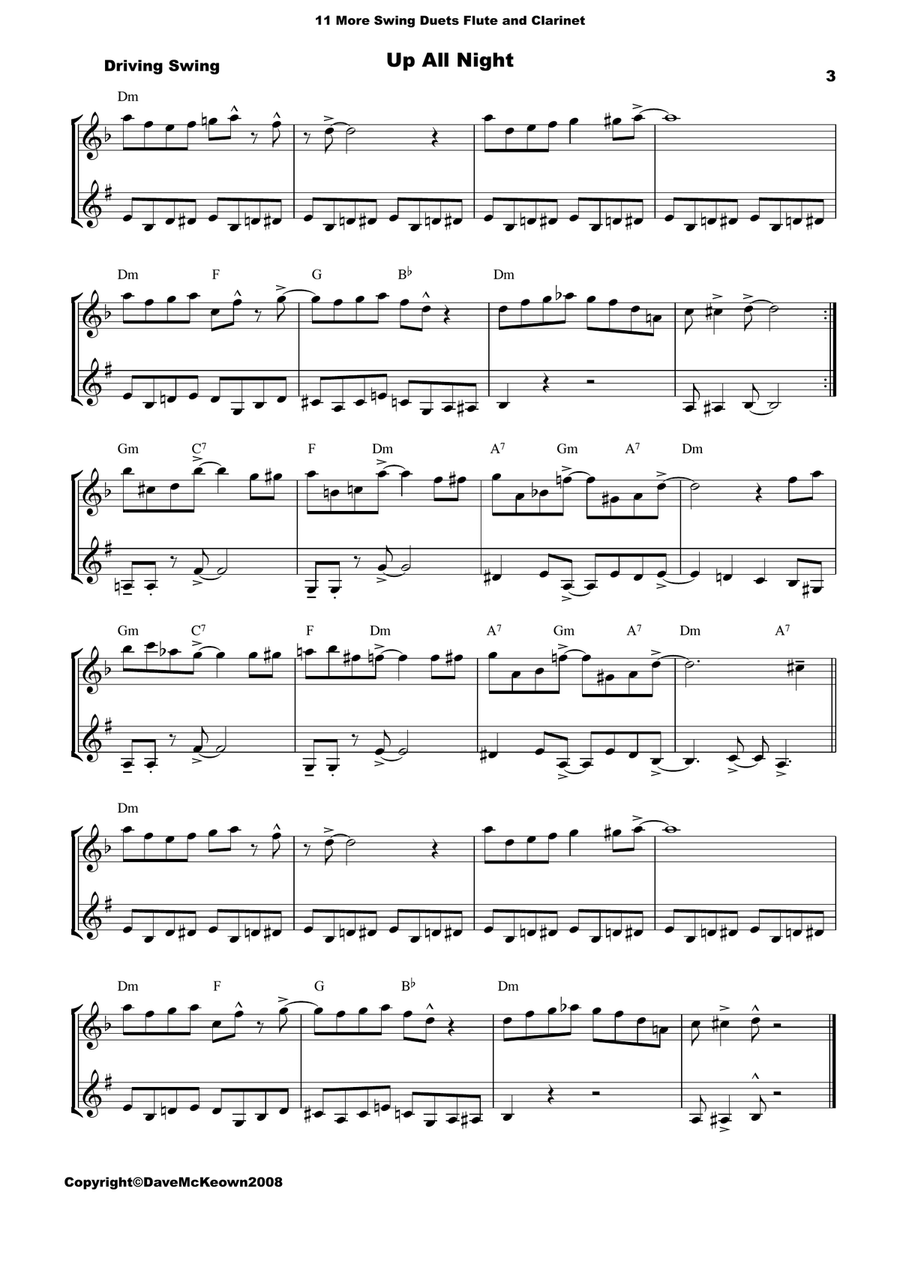 11 More Swing Duets for Flute and Clarinet Woodwind Duet scores gallery preview page 3