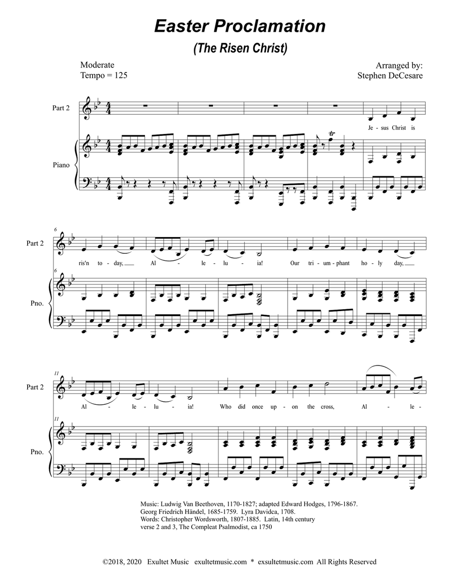 Easter Proclamation (The Risen Christ) (2-part Treble choir) 2-Part scores gallery preview page 1