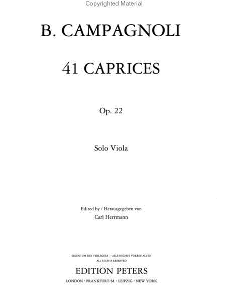 41 Caprices Op. 22 for Viola