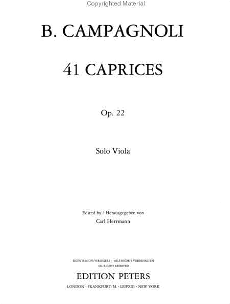 41 Caprices Op. 22 for Viola