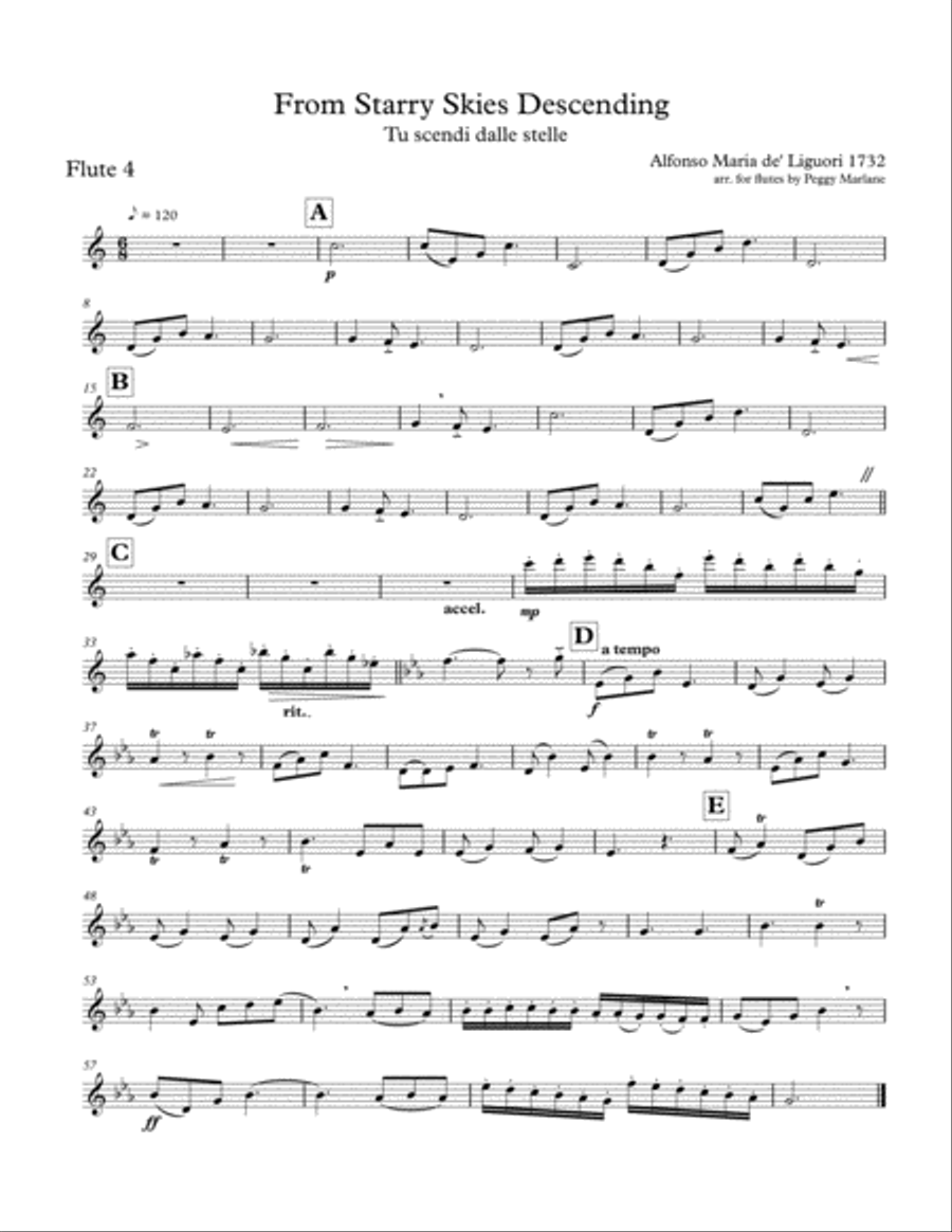 Tu Scendi Dalle Stelle (From Starry Skies Descending) Flute Solo scores gallery preview page 5