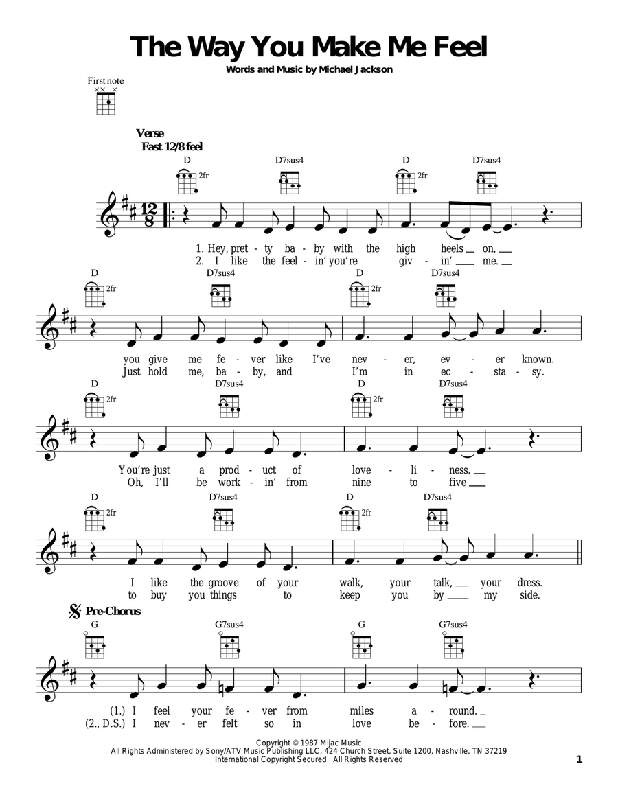The Way You Make Me Feel Ukulele scores gallery preview page 1