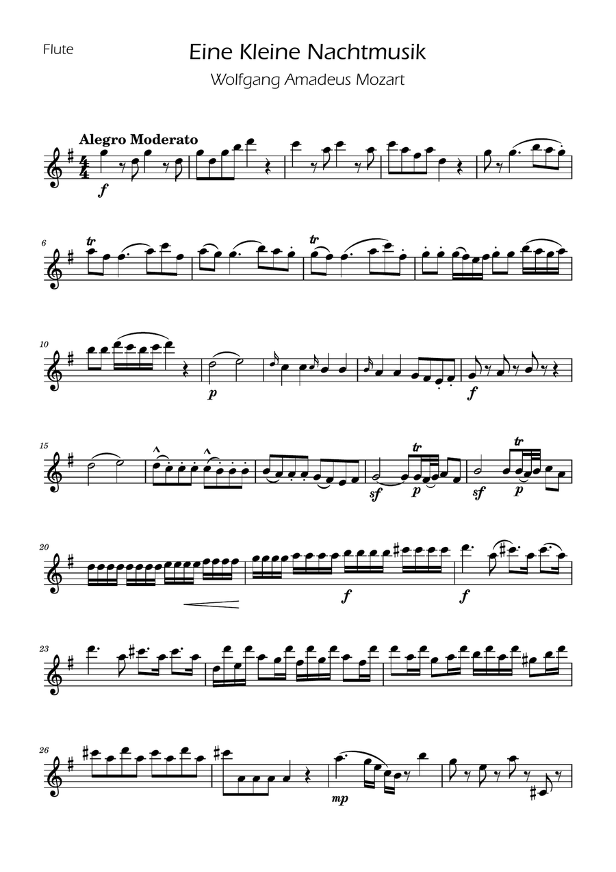 Mozart: Eine Kleine Nachtmusik (K.525) - Flute Solo