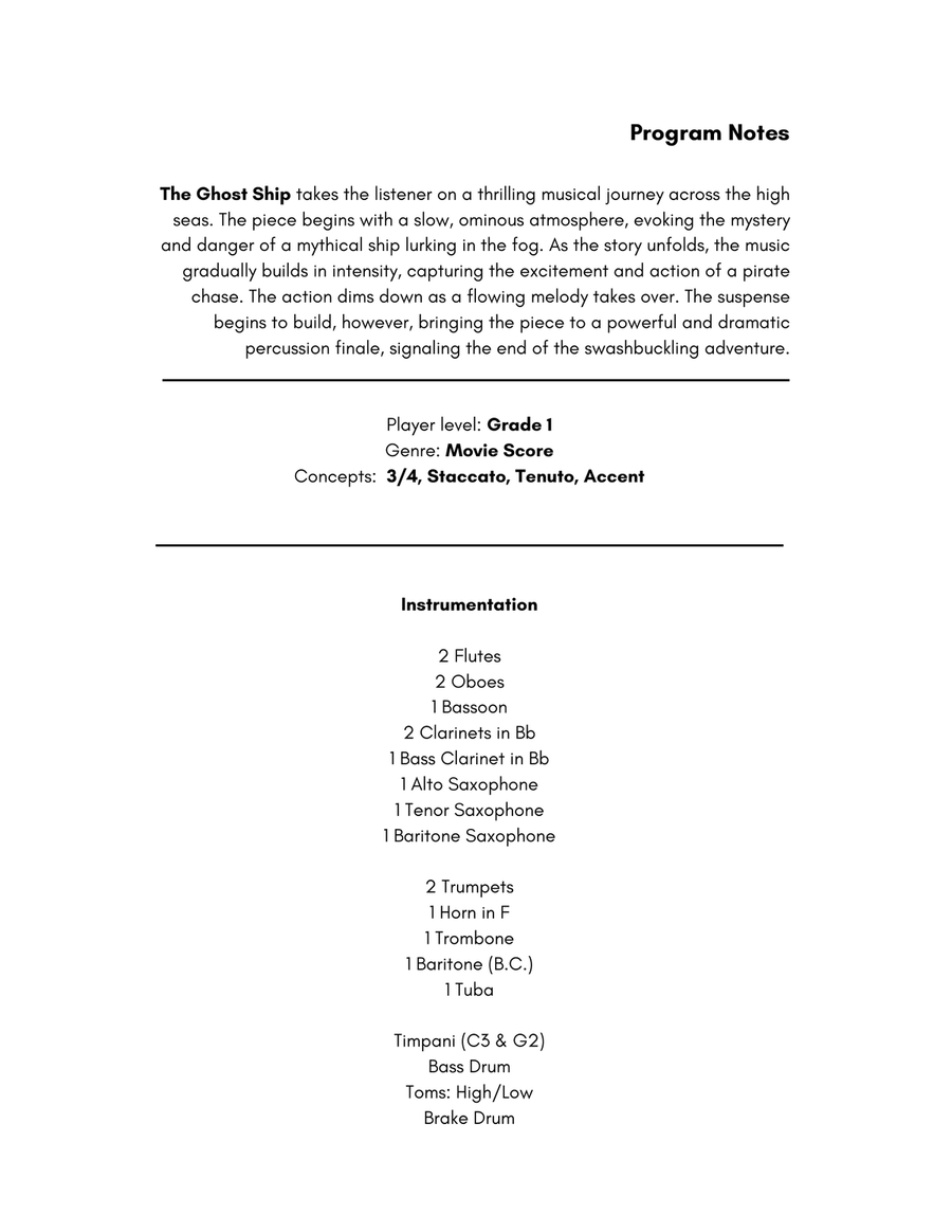 The Ghost Ship - Grade 1 Concert Band Concert Band scores gallery preview page 2