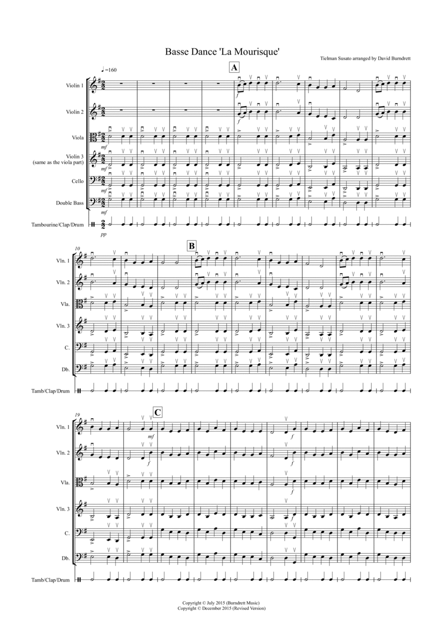 Basse Dance by Susato for String Orchestra String Orchestra scores gallery preview page 1
