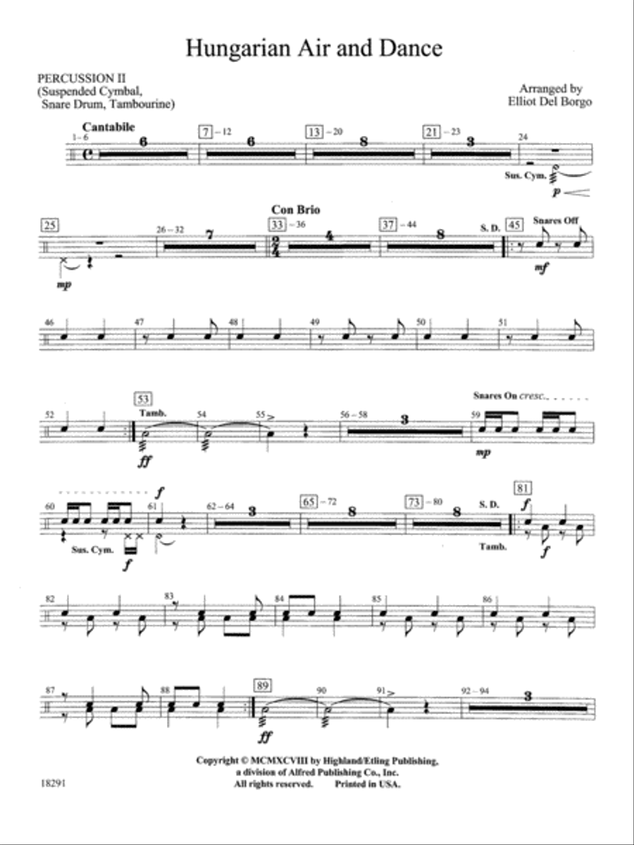 Hungarian Air and Dance: 2nd Percussion Full Orchestra scores gallery preview page 1