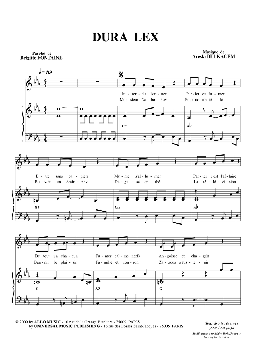 Dura Lex Piano, Vocal scores gallery preview page 1