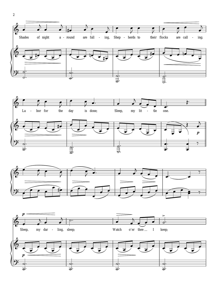 Cradle Song Piano, Vocal scores gallery preview page 2