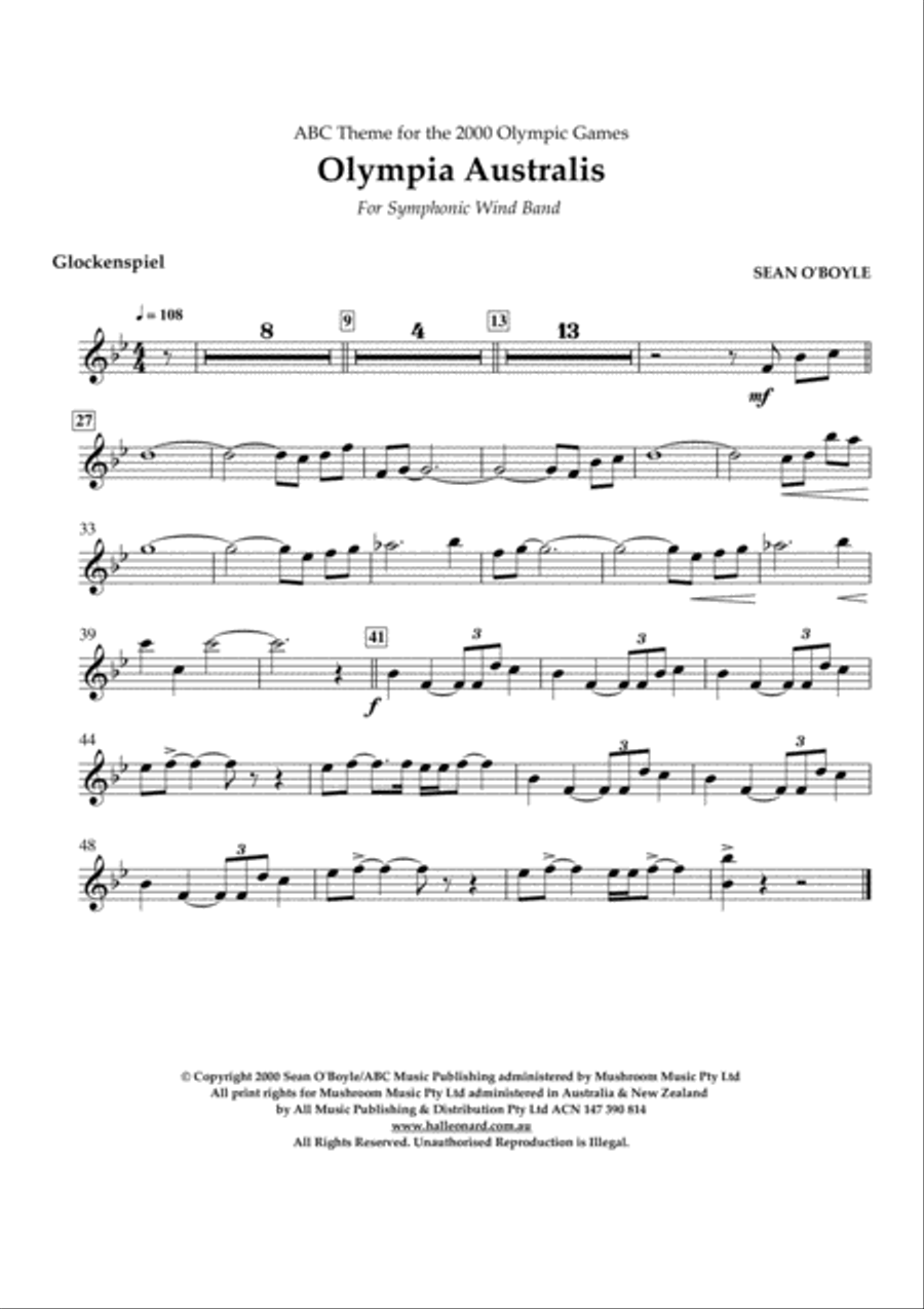 Olympia Australis (Symphonic Wind Band) - Glockenspiel Concert Band scores gallery preview page 1