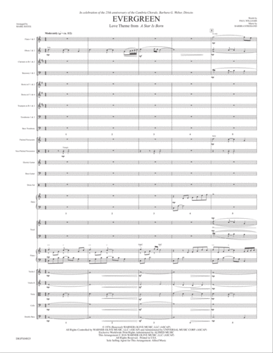 Evergreen (Love Theme from A Star Is Born): Score Score scores gallery preview page 1