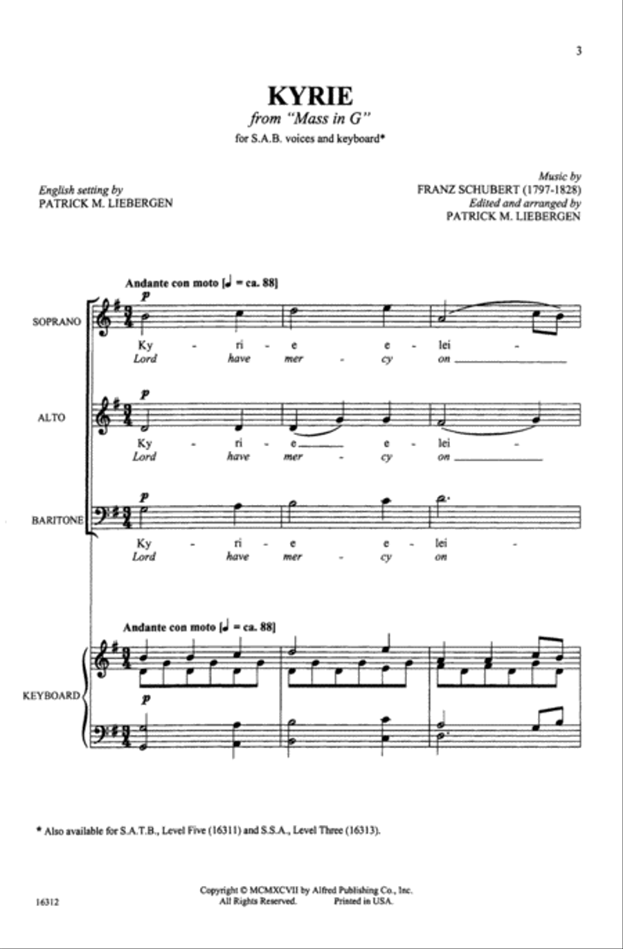 Kyrie (from Mass in G) Choir scores gallery preview page 2