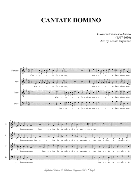 CANTATE DOMINO - ANERIO G.F. - For SATB Choir image number null