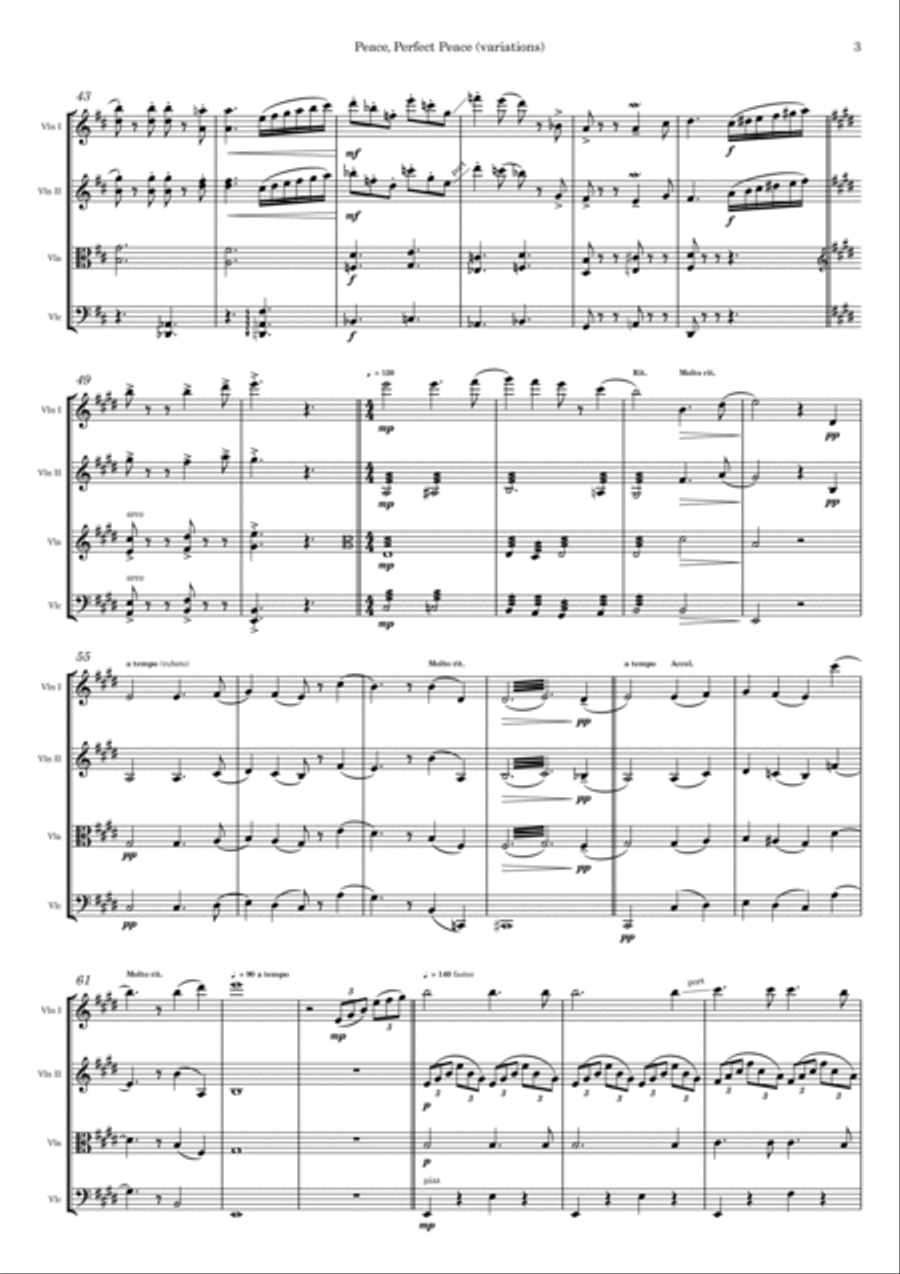 Peace, Perfect Peace (variations) (Strings) String Quartet scores gallery preview page 4