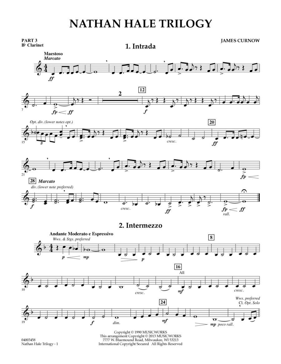 Nathan Hale Trilogy - Pt.3 - Bb Clarinet Concert Band scores gallery preview page 1